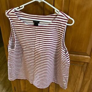 Ann Taylor Red/ White Striped Sleeveless Tank
